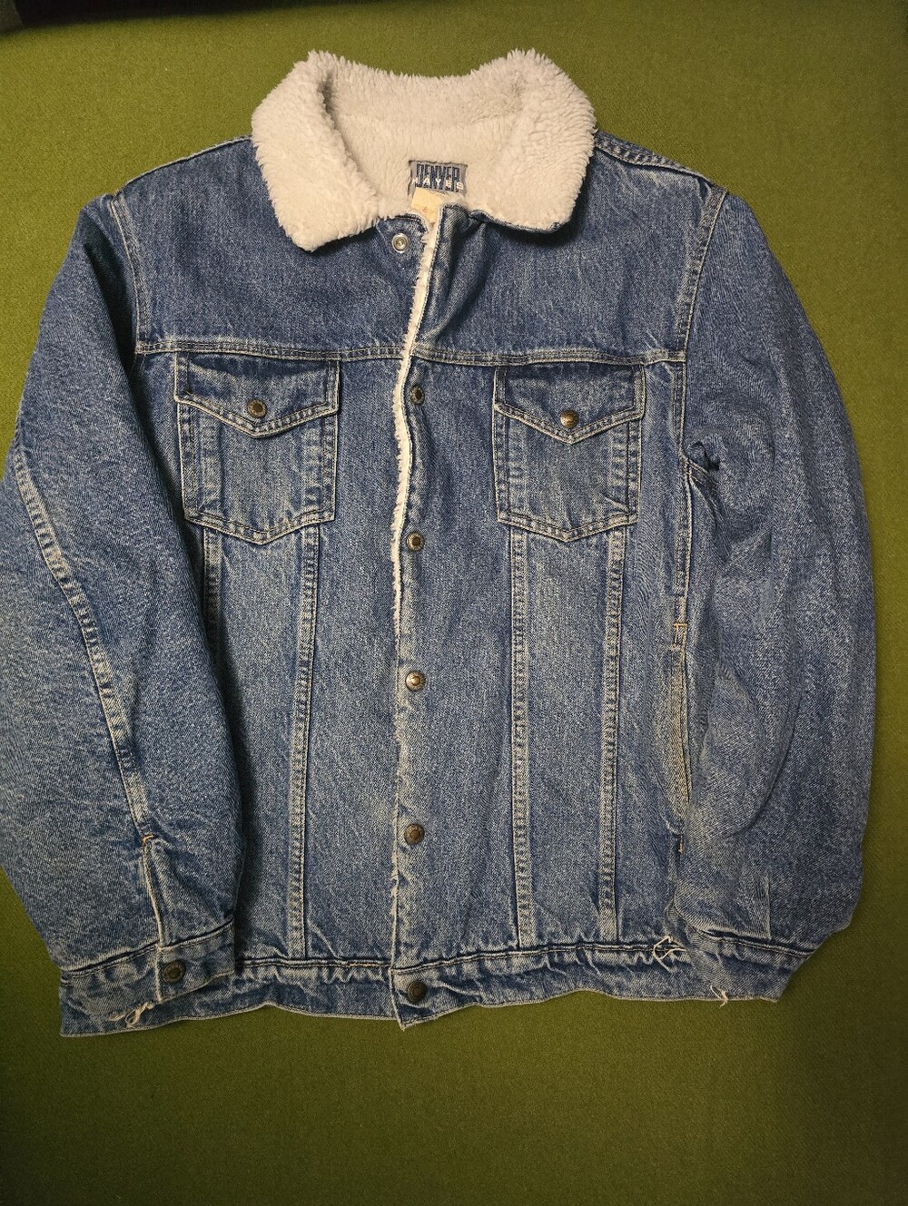 Vintage Denver Hayes Sherpa-Lined Jacket in Blue and Cream